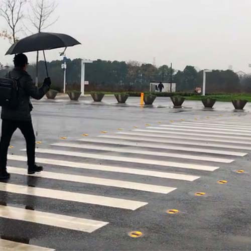 Solar Pavement Marker Install in Zebra Crossing